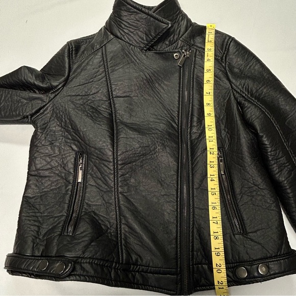 J2 Jou Jou Women Leather Moto Biker Jacket Sz XL Zip Cropped Vegan Black Grunge - Picture 11 of 13